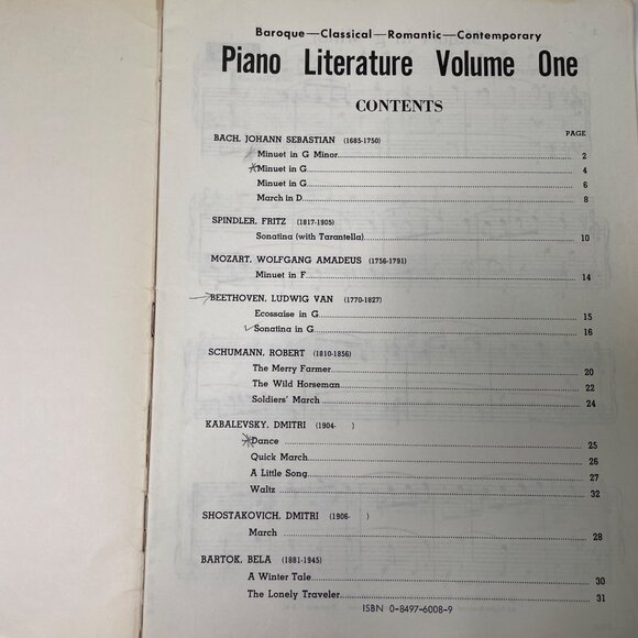 Piano Literature Sheet Music Volume One Jane Smisor Bastien 1966 Vintage u - Picture 6 of 9
